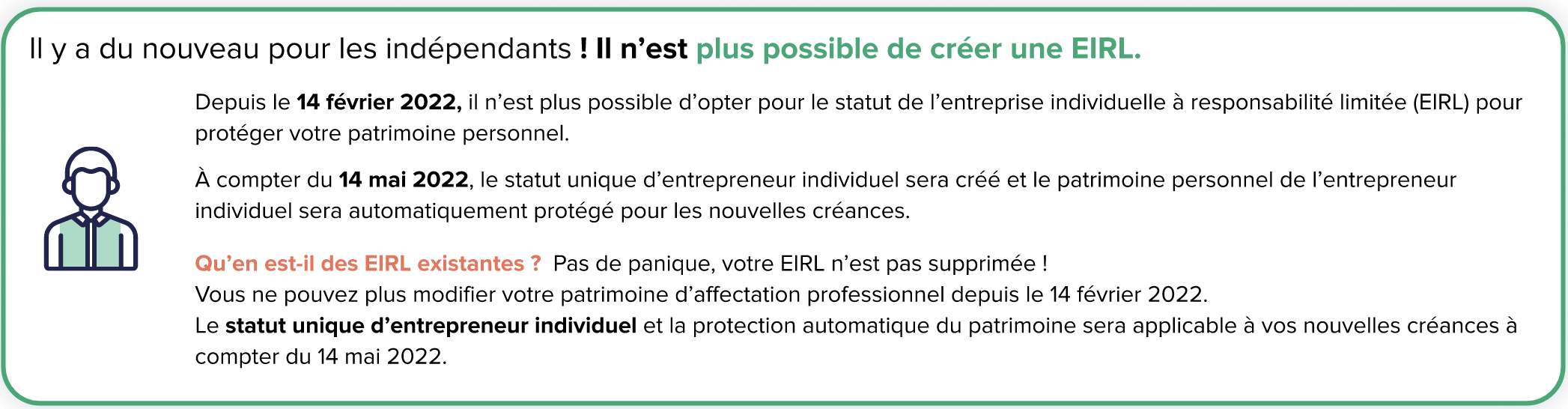 Suppression du statut EIRL